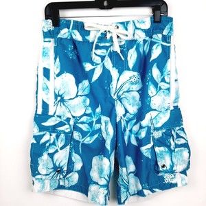 Mossimo Supply Company Turquoise & White Board Shorts Swim Trunks Mens Small